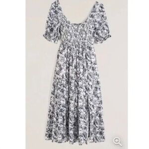 NWT Abercrombie XLT Short-Sleeve Smocked Midi Dress with Pockets